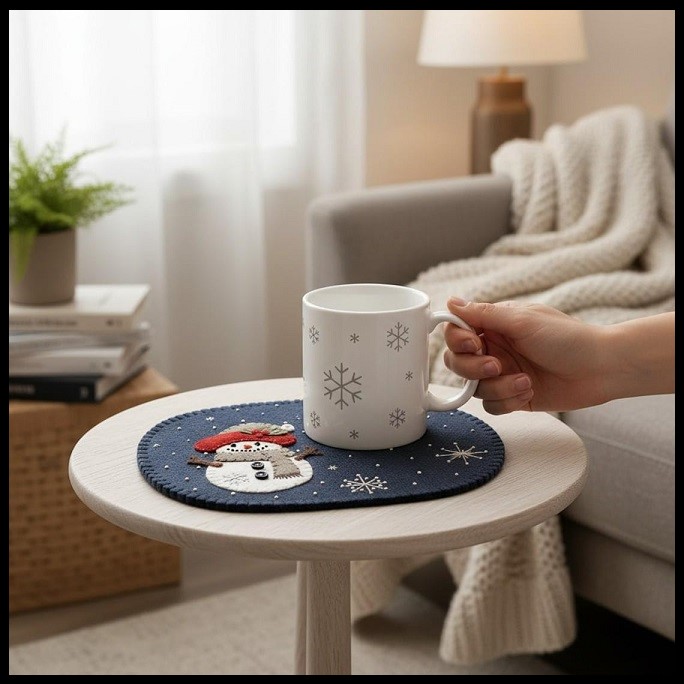 First Snowfall mug rug